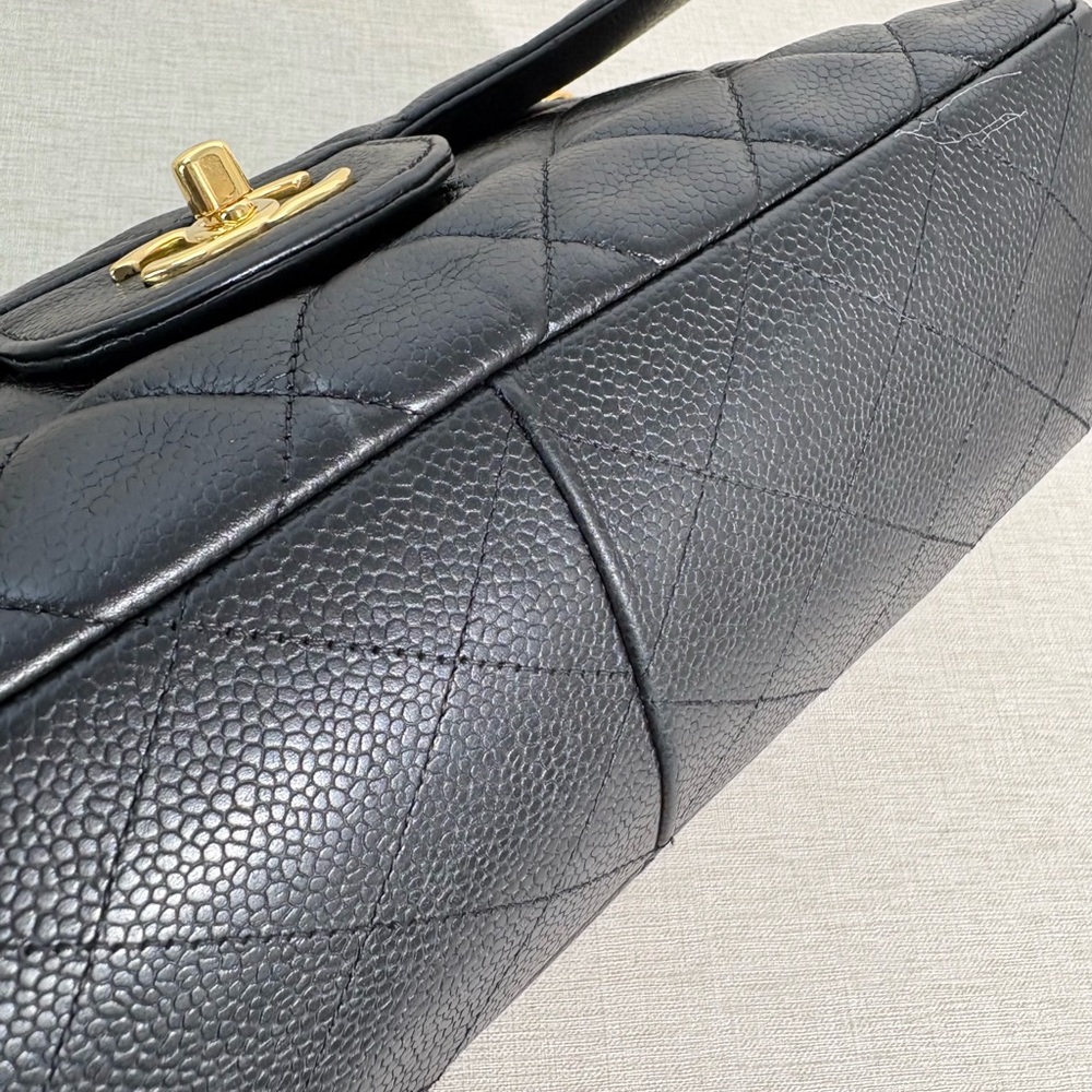 SOLD - CHANEL Black Caviar Classic Single Flap Jumbo GHW - Picture 8 of 16